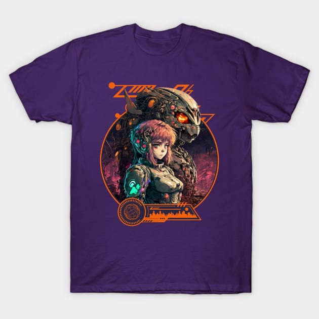 Mecha Anime Cyborg Girl T-Shirt by Souls.Print